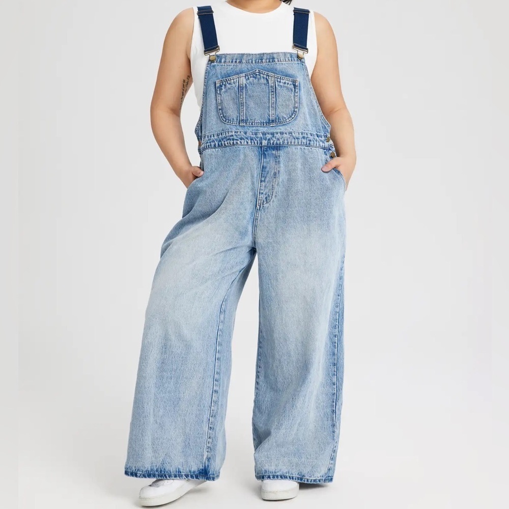 Cider DENIM POCKET WIDE LEG JUMPSUIT CURVES & PLUS, WOMEN SIZE 2XL